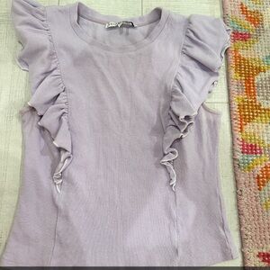 English Factory Lavender Ruffle Sleeve Top